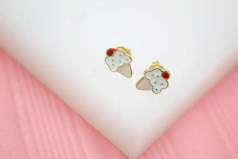 18K Gold Filled Ice Cream Stud Earrings