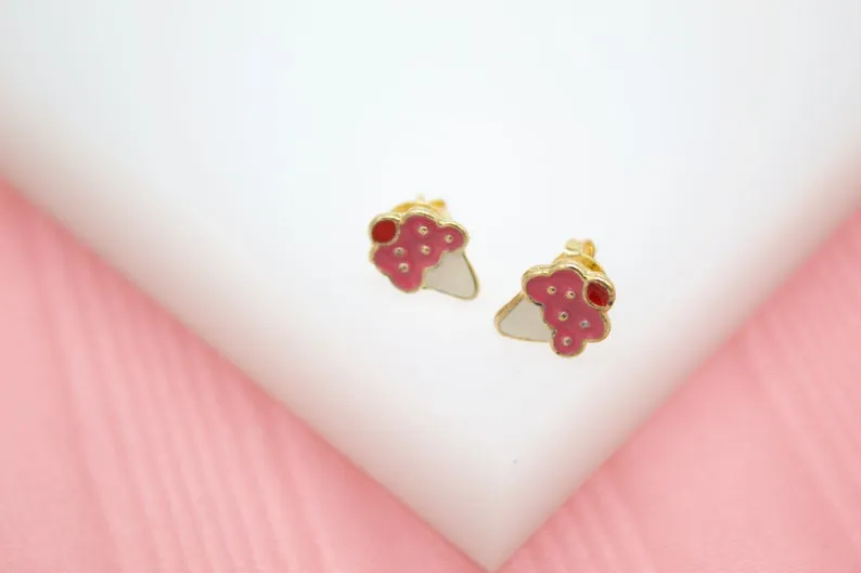 18K Gold Filled Ice Cream Stud Earrings