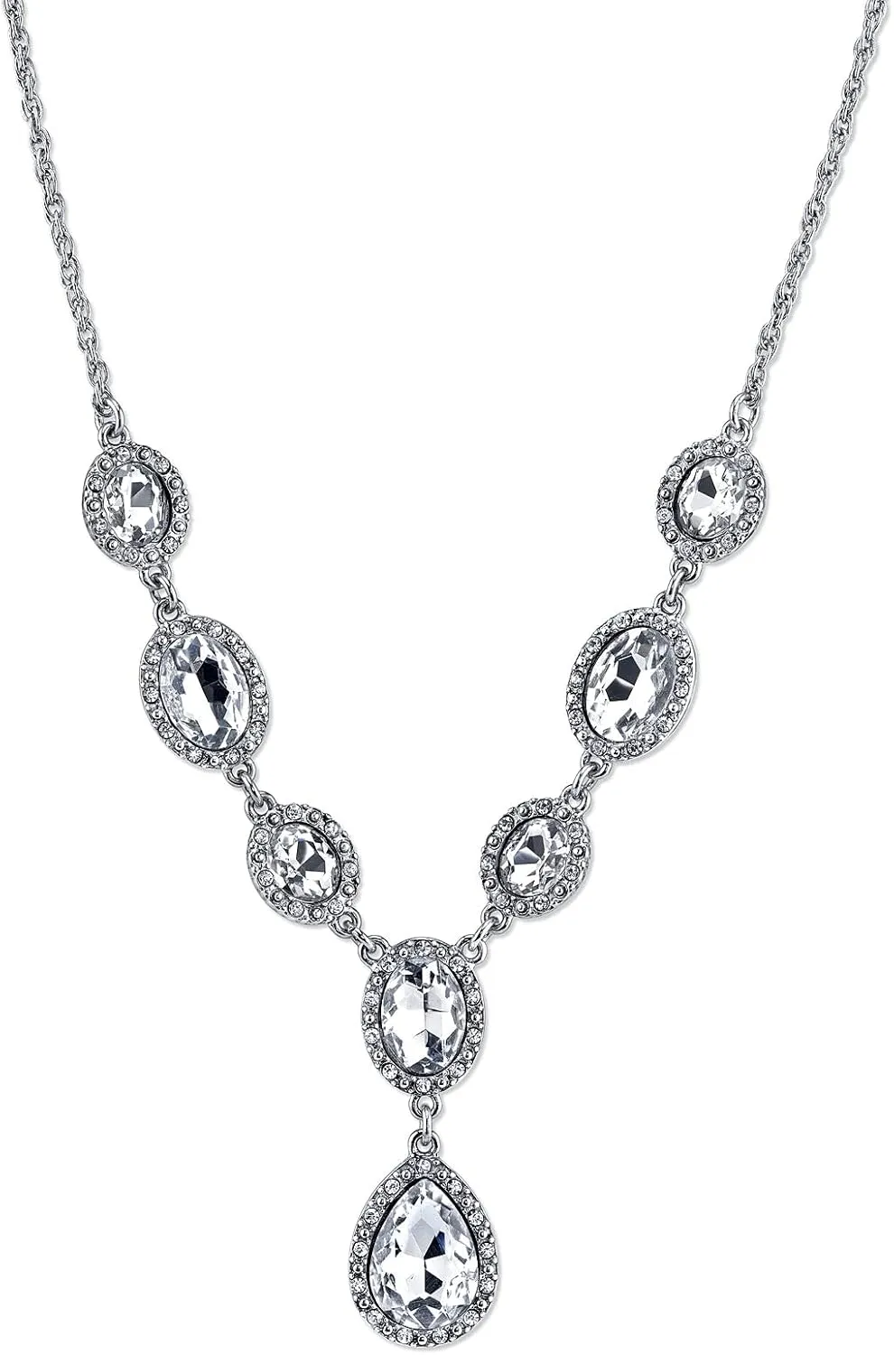 1928 Jewelry Multi Crystal Crystal Teardrop Y-Necklace For Women 16"   3" Extender