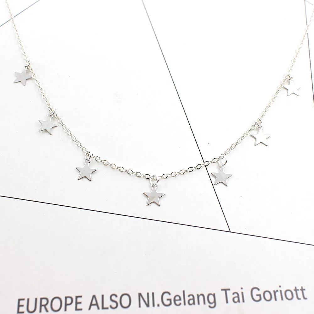 2018 New Boho Women chocker gold Silver Chain star choker Necklace collana Kolye Bijoux Collares Mujer gargantilha Collier Femme