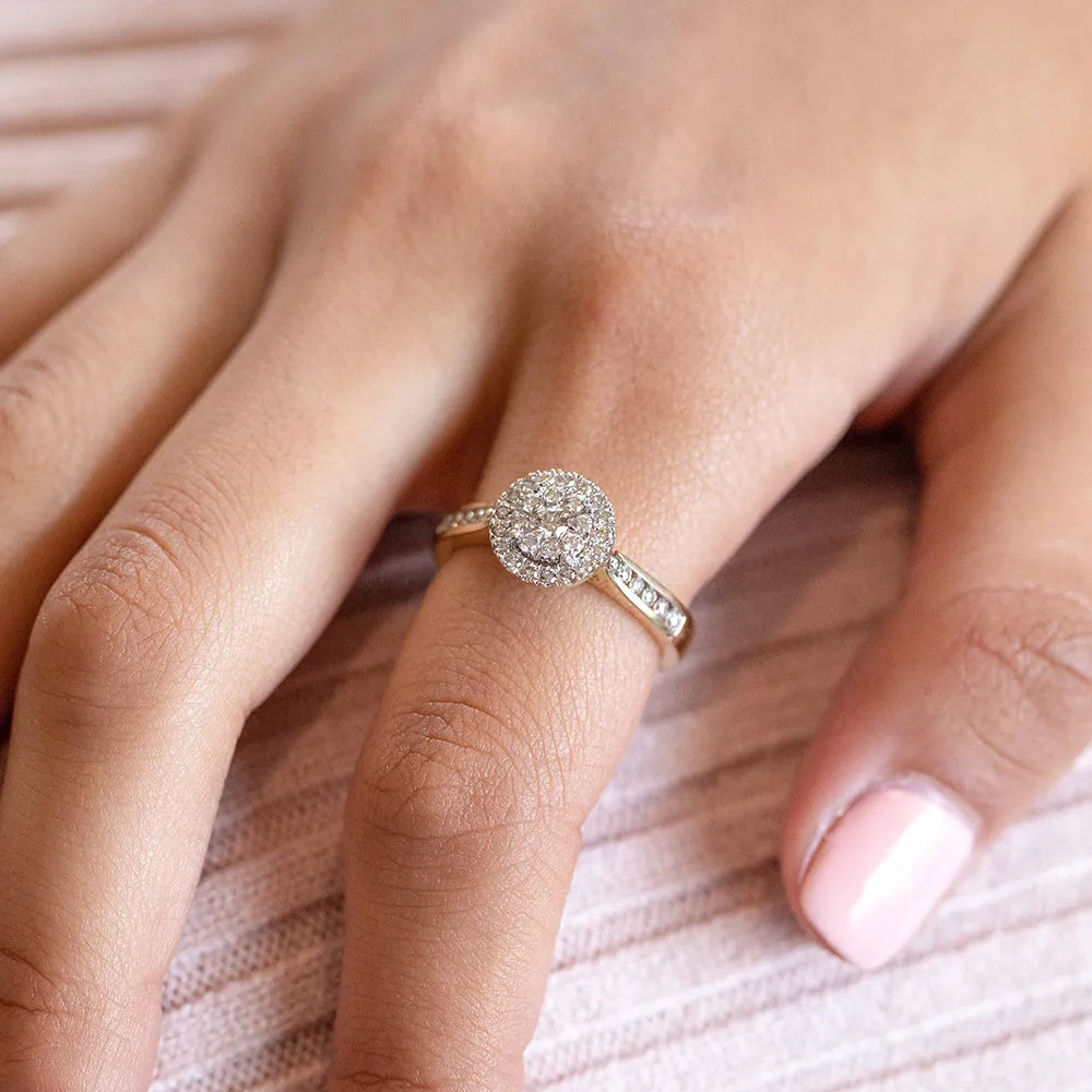 9ct Yellow Gold Diamond Ring Set with 1/2 Carat 38 Stunning Brilliant Diamonds