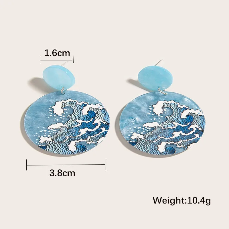 Aesthetic Sea Ocean Wave Drop Earrings
