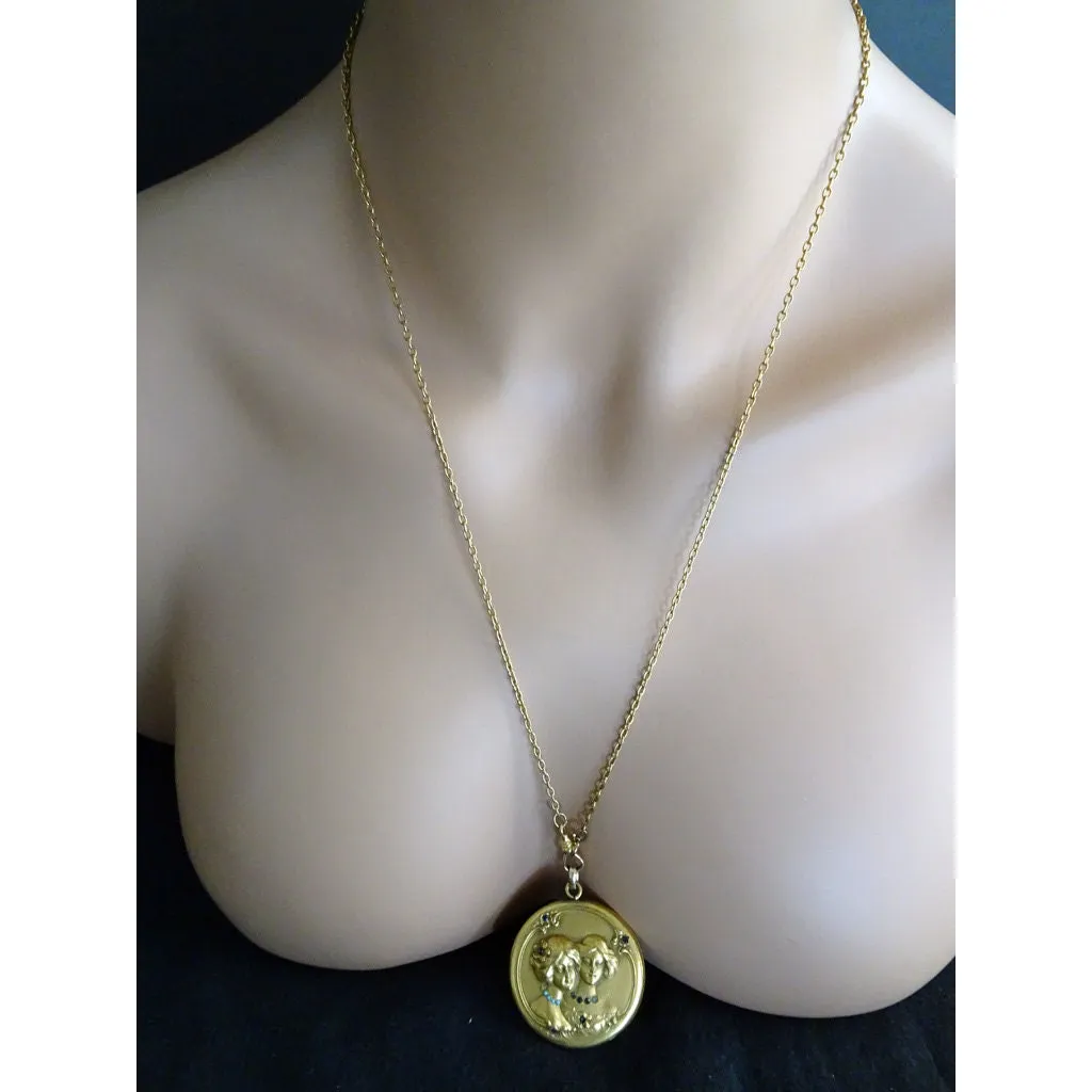 Antique Art Nouveau Picture Locket Pendant & Chain GF Gems Beautiful Women (7048)