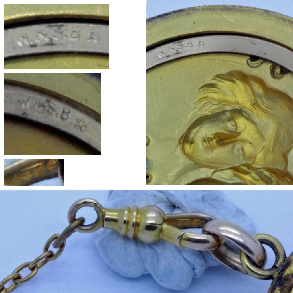 Antique Art Nouveau Picture Locket Pendant & Chain GF Gems Beautiful Women (7048)
