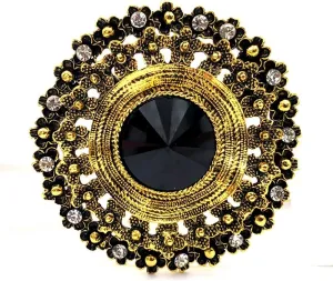 Antique Style Large Glass Stone Round Sash Brooch Pin Art Nouveau Jewelry