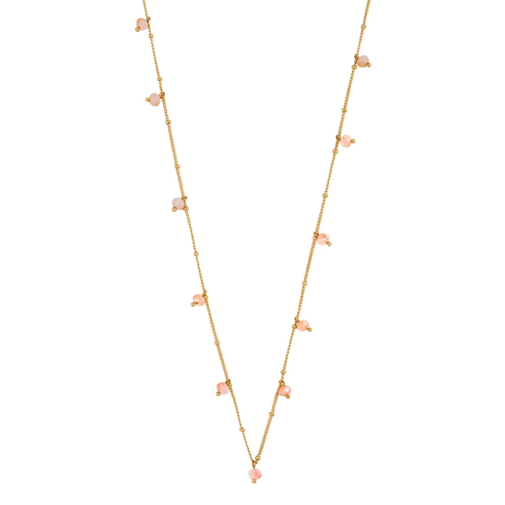 Beaded Pearl Necklace Rose Gold