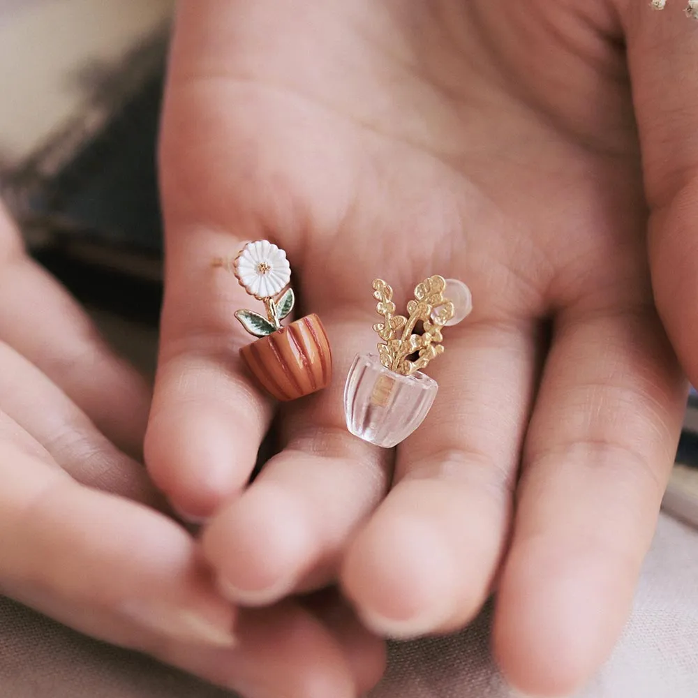 Blooming Flowerpot Stud Earrings