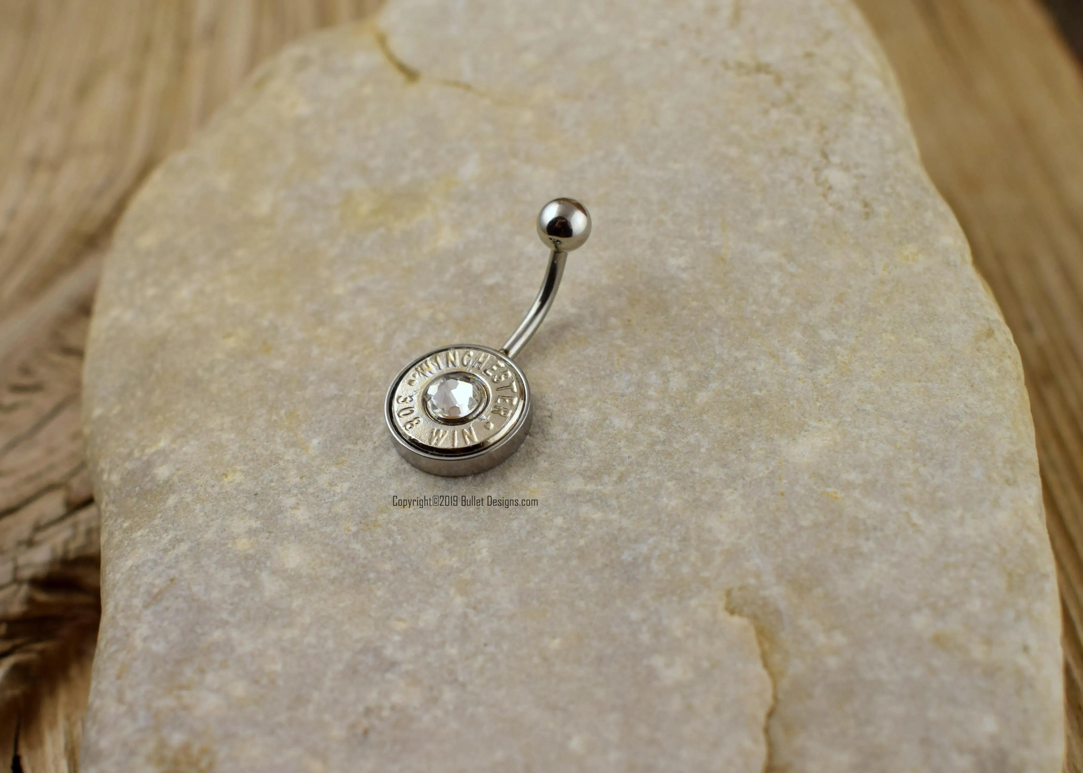 Bullet Belly Ring- Colt 45, 308, 30-06, 270, 243, 6.5 Creedmoor, 45 Auto, 7mm-08, 22-250 NON-DANGLE