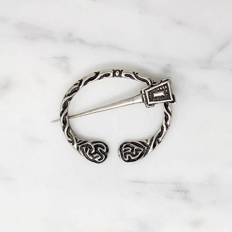 Celtic Knot Work Silver Penannular Cloak Pin