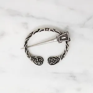 Celtic Knot Work Silver Penannular Cloak Pin
