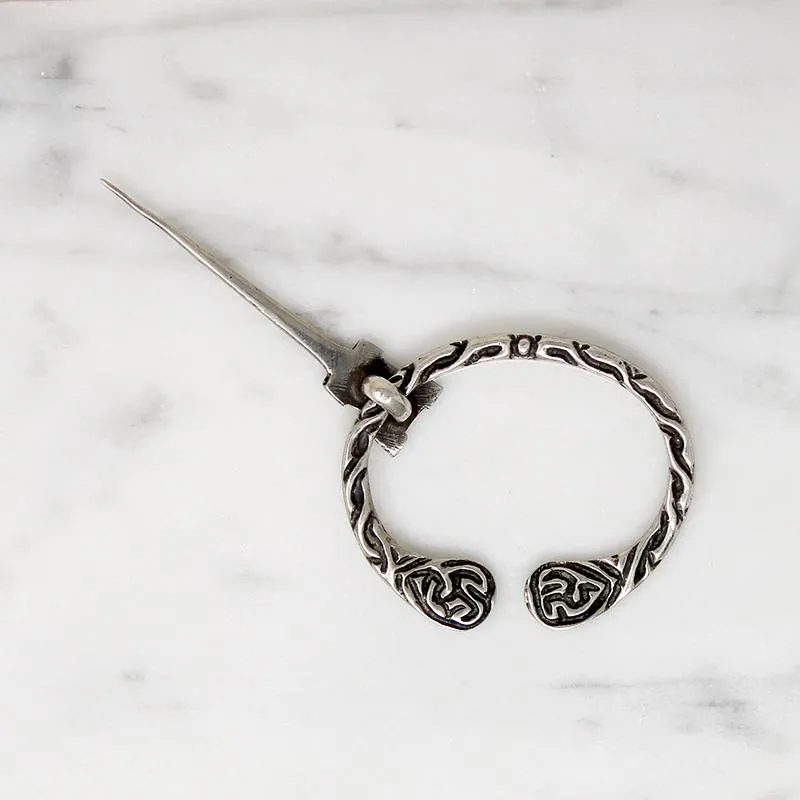 Celtic Knot Work Silver Penannular Cloak Pin