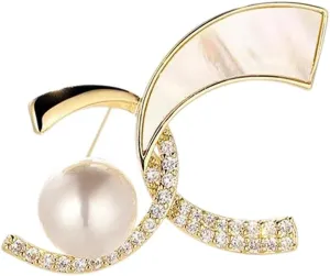 Chic Peral Crystal Brooch Pins for Women Girls Fashion Shawl Pin Corsage Brooch Party Ceremony Accessories Dance Banquet Pins