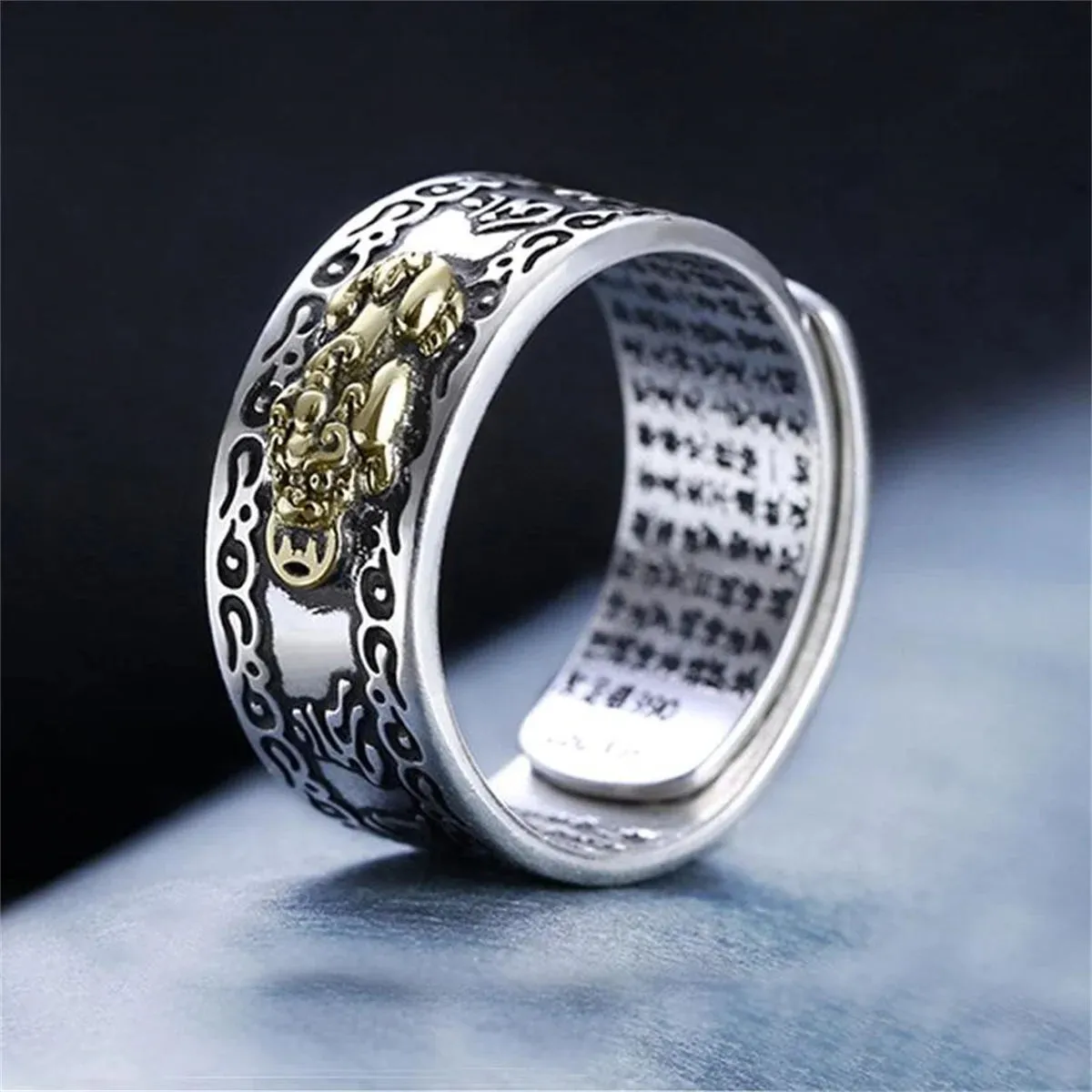 Chinese Feng Shui Pixiu Charms Rings For Women Men Unisex Amulet Wealth Lucky Pixiu Animal Open Ring Buddhist Party Jewelry Gift