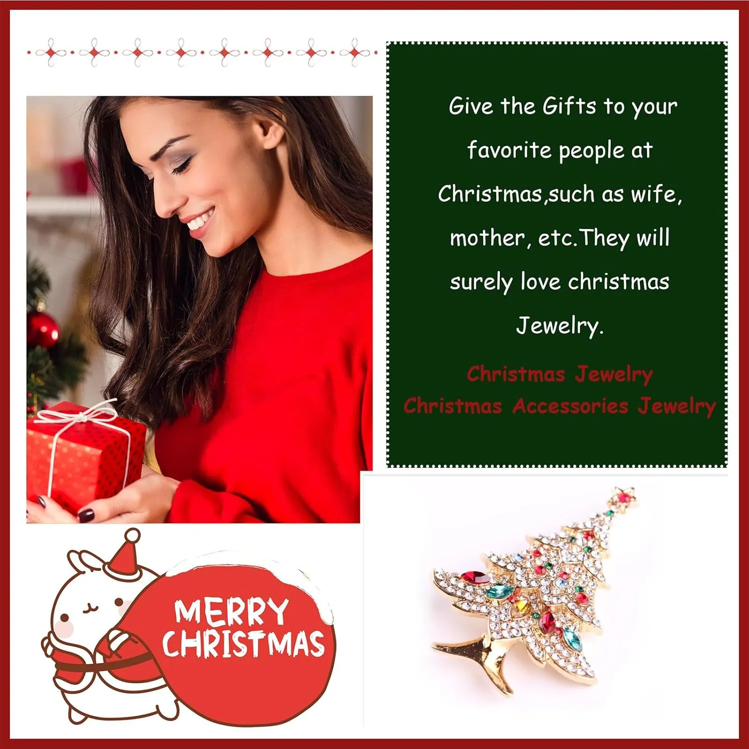 Christmas Brooch Pins Lapel Pin Boot Shape Brooches for Women - Tree, Candy Cane, Reindeer, Stocking Stuffers & Gifts