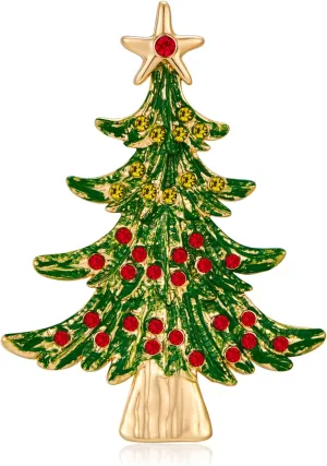 Christmas Tree Pins for Women Fashion Crystal Xmas Brooch Jewelry