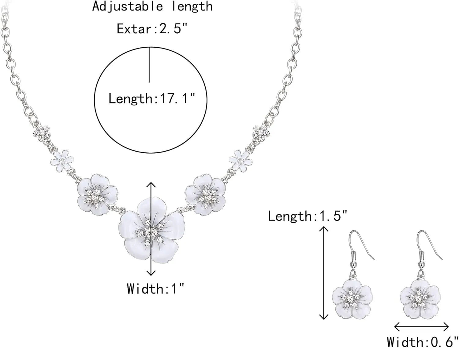 Crysdue Flower Collar Necklace Earrings Set, Floral Statement Summer Beach Chokers Necklaces Jewelry for Women