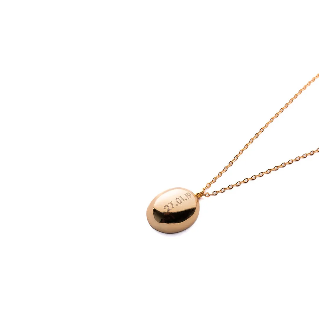 Dome Date Engraved Necklace - Gold Vermeil