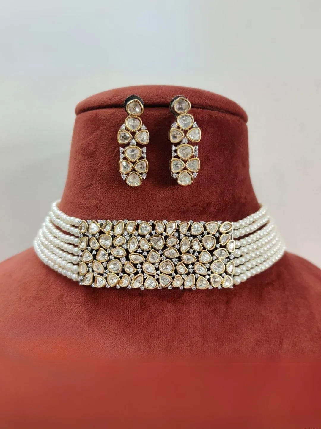 Dual Tone Moissanite Polki Choker