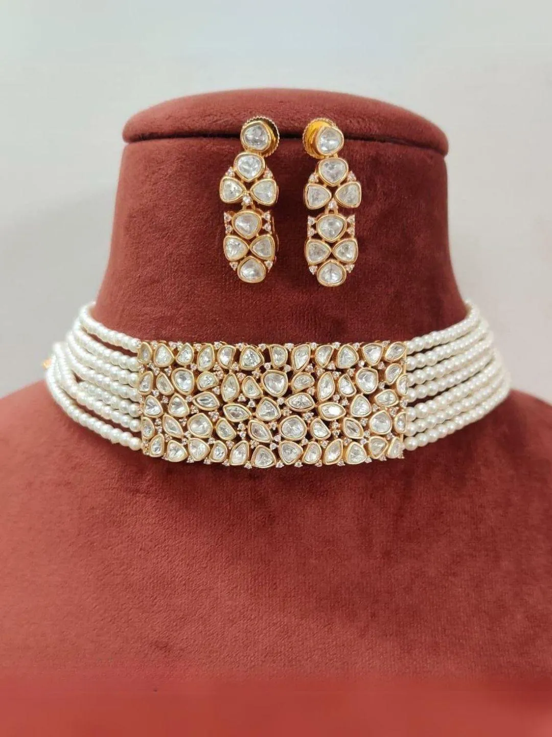 Dual Tone Moissanite Polki Choker