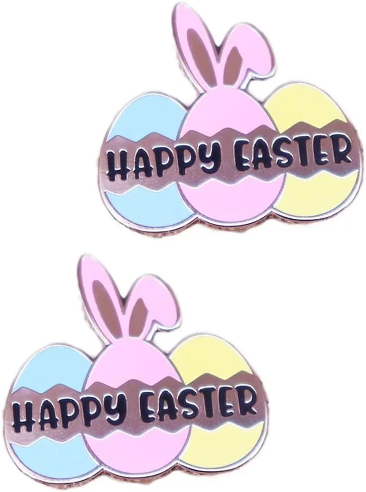 Easter Enamel Pins Easter Bunny Brooches Easter Egg Lapel Pin Easter Rabbit Badges Pins JHE70
