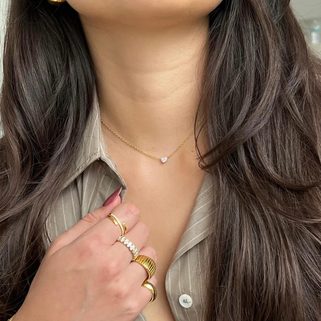 Ellie Vail Lola Solitaire Sideways Pear Necklace - Gold