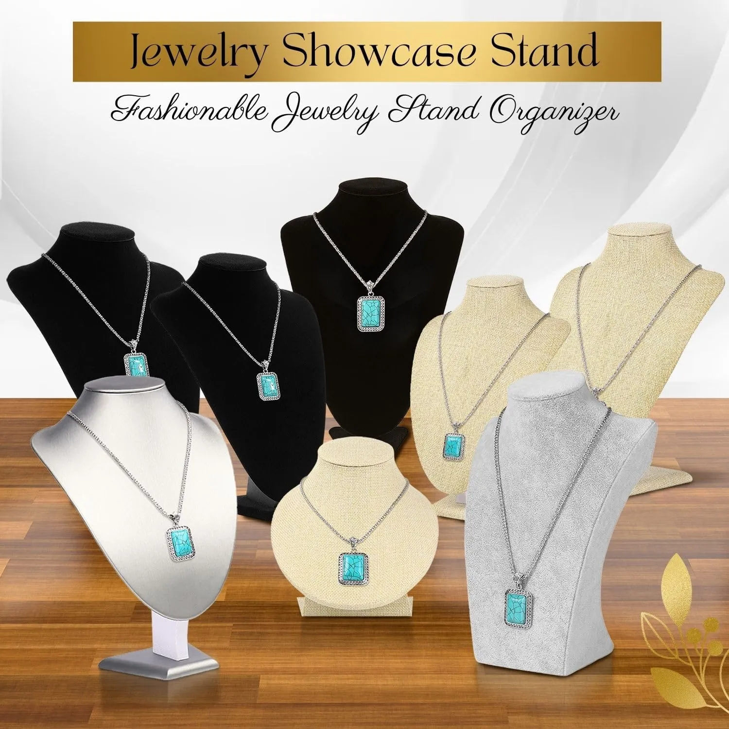 Flexzion Necklace Bust Display Stand - 13.7 Inch 3D Mannequin Black Velvet Necklace Display Holder for Home, Boutique & Trade Shows - Jewelry Display for Selling Necklace, Pendants, Chokers, Lockets