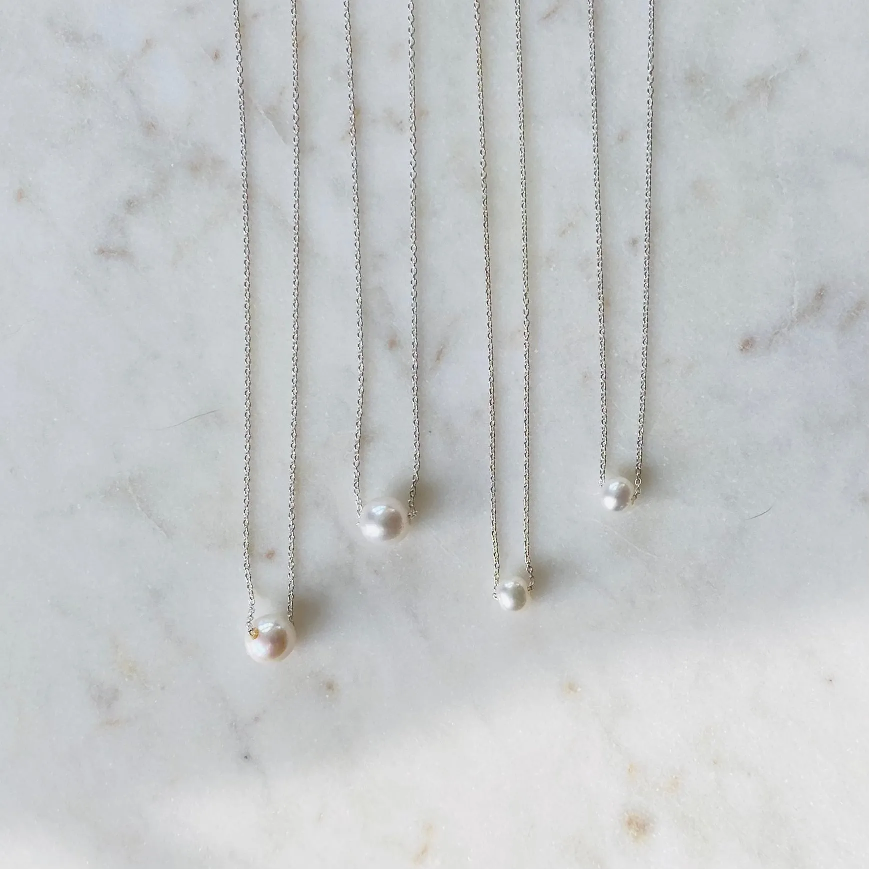 Floating Pearl & Silver Necklace