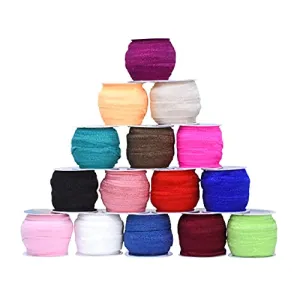 Fold Over Elastic Band 5/8 Inch Foldover FOE Stretch Ribbon for Hair Tie Headband Baby Girl Hair Bow
