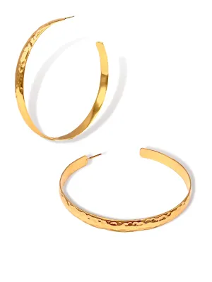 Galilea Textured Hoop Post Earrings