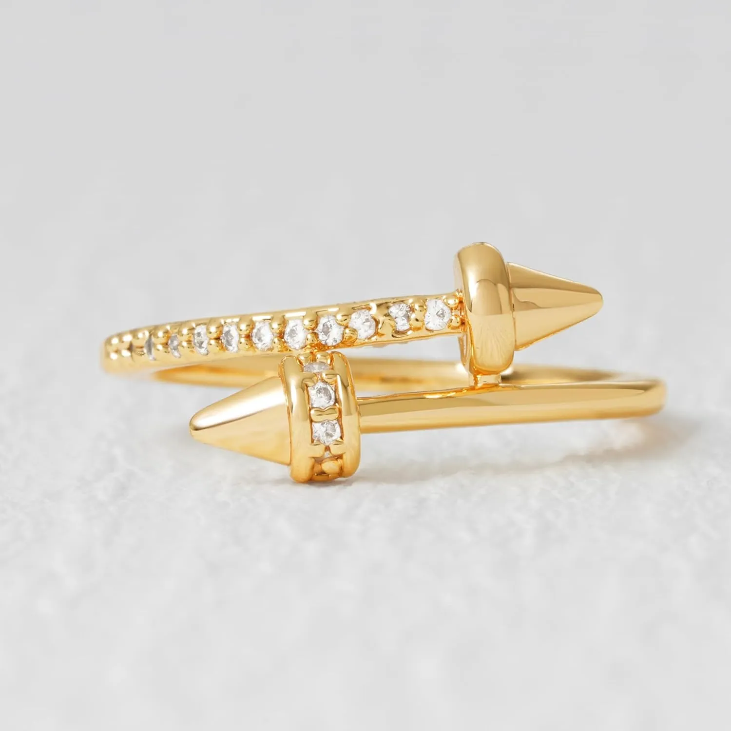 Gold Rings for Women Trendy 14K Gold Plated Dainty Band Stackable Chunky Rings Minimalist Finger Jewelry Gifts Size US6-8