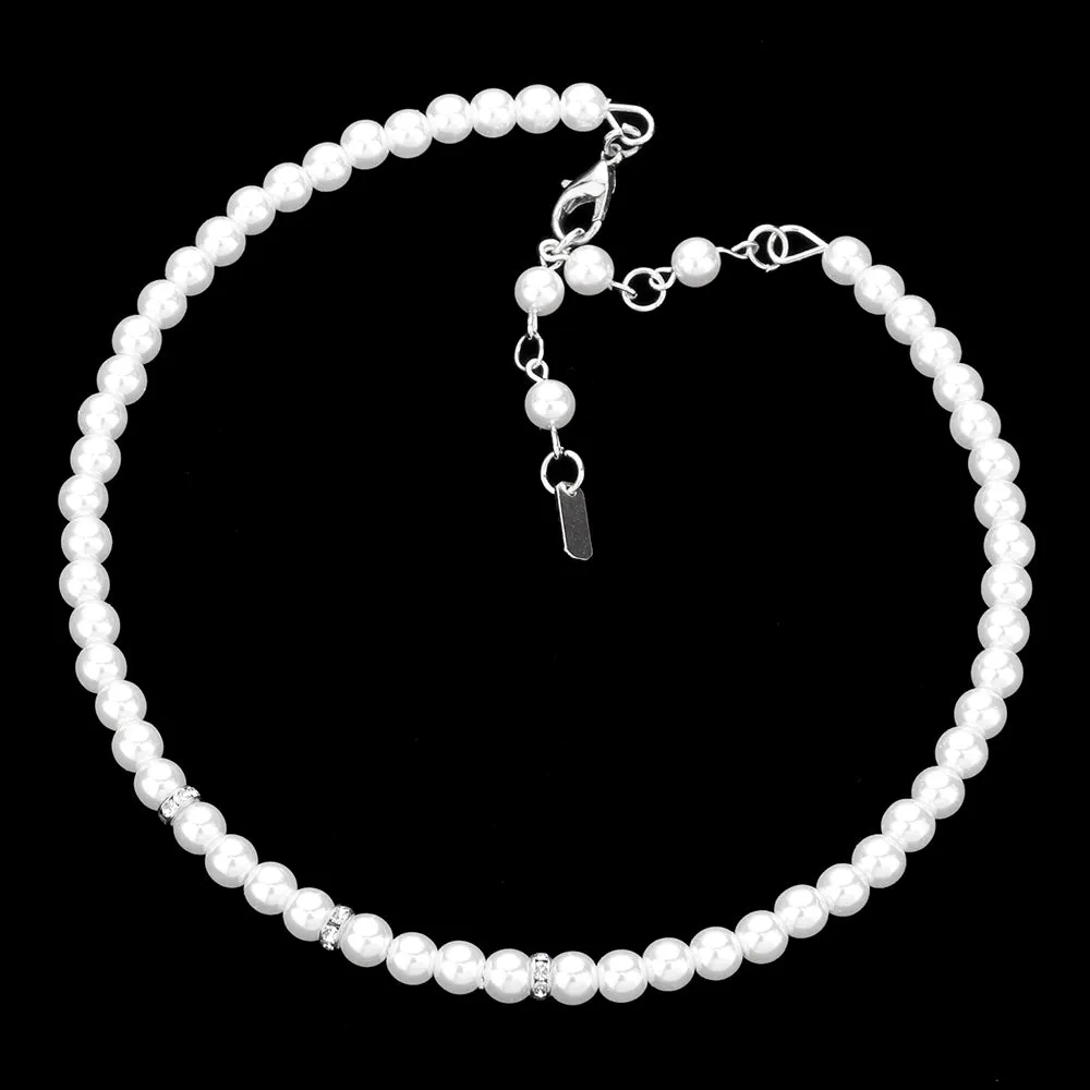 iLLASPARKZ Crystal Detail Pearl Choker Necklace
