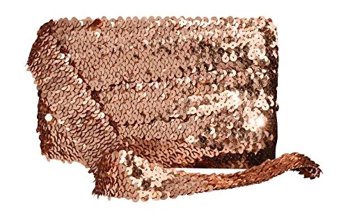 Mandala Crafts Elastic Sequin, Flat Glitter Stretch Bling Paillette Fabric Ribbon, Metallic Appliqu Trim Lace for Dress Embellish, Headband