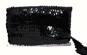 Mandala Crafts Elastic Sequin, Flat Glitter Stretch Bling Paillette Fabric Ribbon, Metallic Appliqu Trim Lace for Dress Embellish, Headband