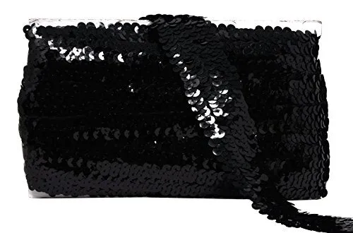 Mandala Crafts Elastic Sequin, Flat Glitter Stretch Bling Paillette Fabric Ribbon, Metallic Appliqu Trim Lace for Dress Embellish, Headband