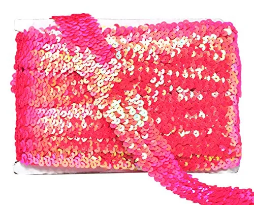 Mandala Crafts Elastic Sequin, Flat Glitter Stretch Bling Paillette Fabric Ribbon, Metallic Appliqu Trim Lace for Dress Embellish, Headband