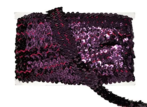 Mandala Crafts Elastic Sequin, Flat Glitter Stretch Bling Paillette Fabric Ribbon, Metallic Appliqu Trim Lace for Dress Embellish, Headband