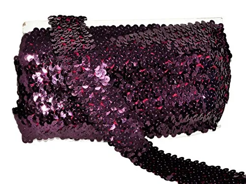 Mandala Crafts Elastic Sequin, Flat Glitter Stretch Bling Paillette Fabric Ribbon, Metallic Appliqu Trim Lace for Dress Embellish, Headband
