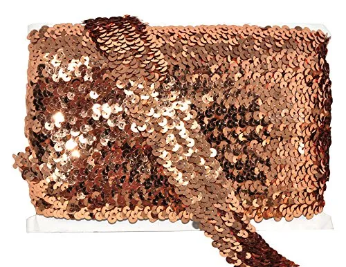 Mandala Crafts Elastic Sequin, Flat Glitter Stretch Bling Paillette Fabric Ribbon, Metallic Appliqu Trim Lace for Dress Embellish, Headband