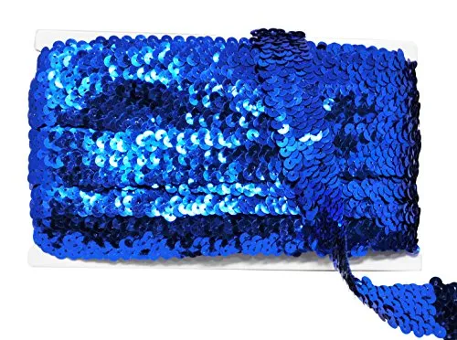 Mandala Crafts Elastic Sequin, Flat Glitter Stretch Bling Paillette Fabric Ribbon, Metallic Appliqu Trim Lace for Dress Embellish, Headband