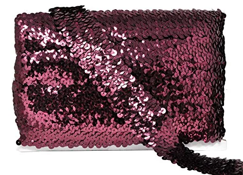 Mandala Crafts Elastic Sequin, Flat Glitter Stretch Bling Paillette Fabric Ribbon, Metallic Appliqu Trim Lace for Dress Embellish, Headband