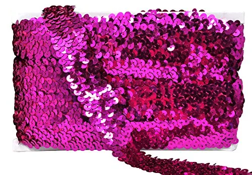 Mandala Crafts Elastic Sequin, Flat Glitter Stretch Bling Paillette Fabric Ribbon, Metallic Appliqu Trim Lace for Dress Embellish, Headband