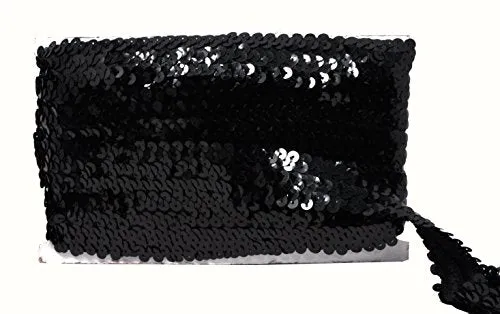 Mandala Crafts Elastic Sequin, Flat Glitter Stretch Bling Paillette Fabric Ribbon, Metallic Appliqu Trim Lace for Dress Embellish, Headband