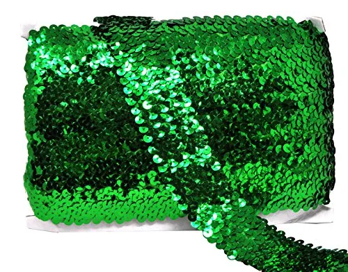 Mandala Crafts Elastic Sequin, Flat Glitter Stretch Bling Paillette Fabric Ribbon, Metallic Appliqu Trim Lace for Dress Embellish, Headband