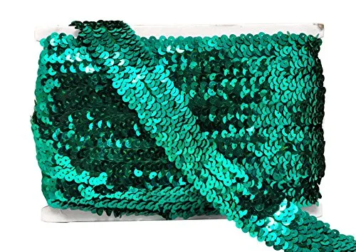 Mandala Crafts Elastic Sequin, Flat Glitter Stretch Bling Paillette Fabric Ribbon, Metallic Appliqu Trim Lace for Dress Embellish, Headband