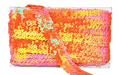 Mandala Crafts Elastic Sequin, Flat Glitter Stretch Bling Paillette Fabric Ribbon, Metallic Appliqu Trim Lace for Dress Embellish, Headband