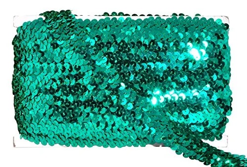 Mandala Crafts Elastic Sequin, Flat Glitter Stretch Bling Paillette Fabric Ribbon, Metallic Appliqu Trim Lace for Dress Embellish, Headband