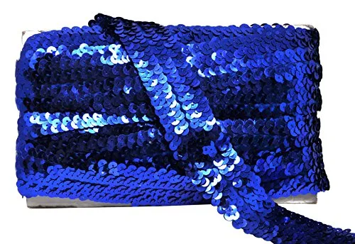 Mandala Crafts Elastic Sequin, Flat Glitter Stretch Bling Paillette Fabric Ribbon, Metallic Appliqu Trim Lace for Dress Embellish, Headband