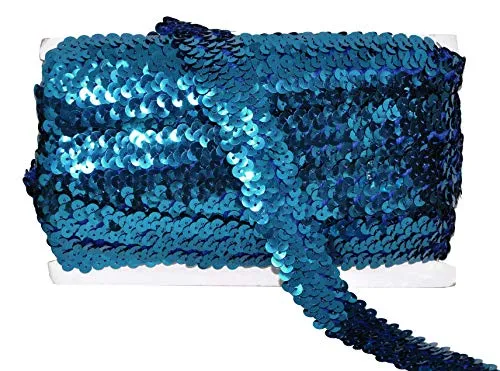 Mandala Crafts Elastic Sequin, Flat Glitter Stretch Bling Paillette Fabric Ribbon, Metallic Appliqu Trim Lace for Dress Embellish, Headband