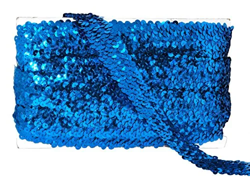 Mandala Crafts Elastic Sequin, Flat Glitter Stretch Bling Paillette Fabric Ribbon, Metallic Appliqu Trim Lace for Dress Embellish, Headband