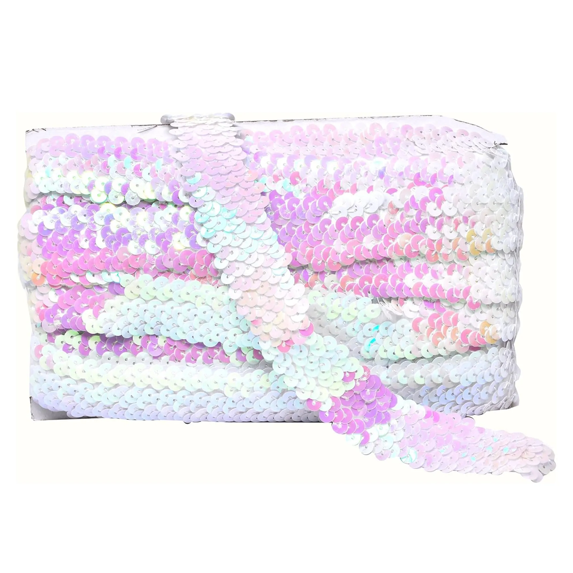 Mandala Crafts Elastic Sequin, Flat Glitter Stretch Bling Paillette Fabric Ribbon, Metallic Appliqu Trim Lace for Dress Embellish, Headband